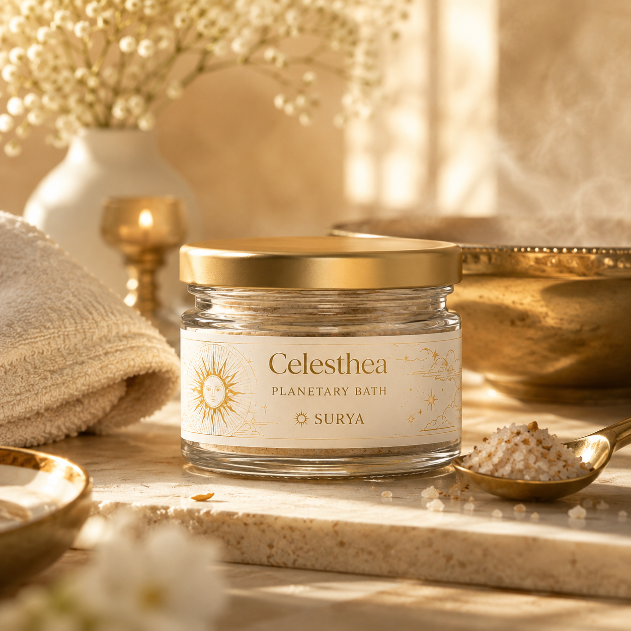 Celesthea Surya Planetary Bath - lifestyle bath scene