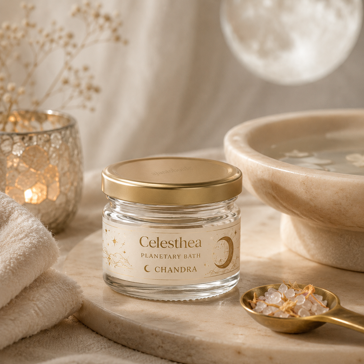 Celesthea Chandra Planetary Bath - lifestyle bath scene